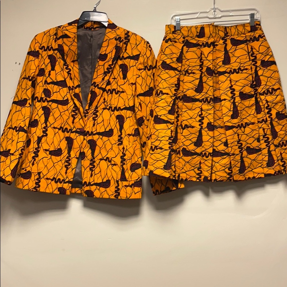 Authentic African Print Ladies Blazer with Skirt